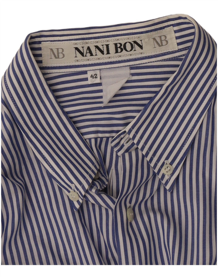 NANI BON Mens Shirt Size 42 Large Blue Pinstripe