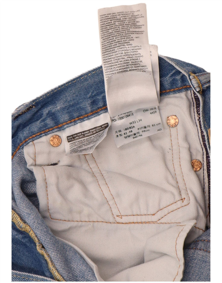 Levi's Mens 504 Straight Jeans W32 L34 Blue Cotton