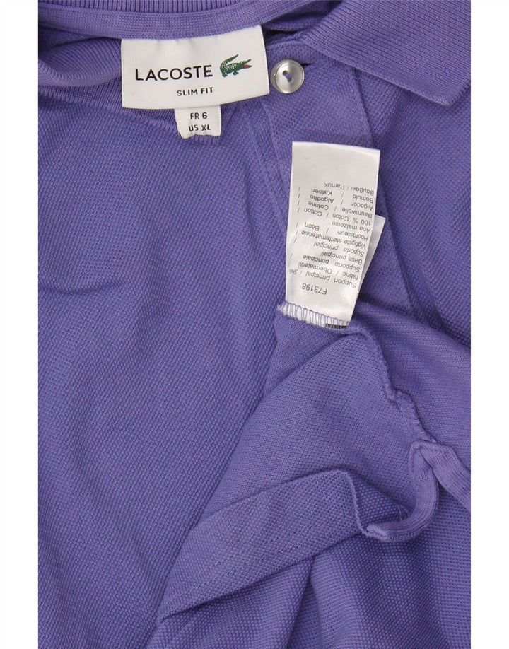 LACOSTE Mens Slim Fit Polo Shirt Size 6 XL Purple Cotton