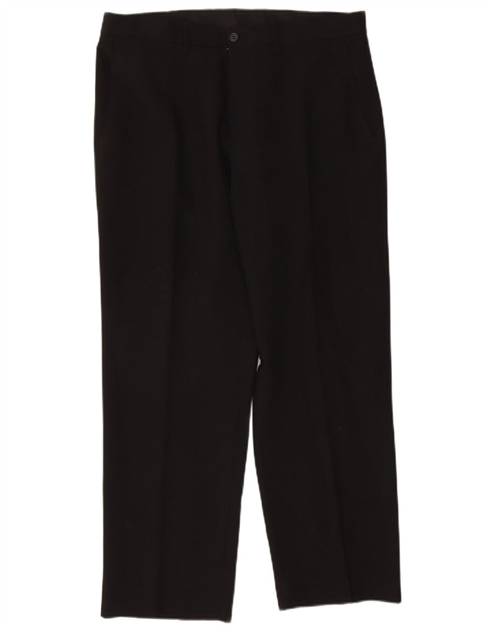Marks & Spencer Mens Straight Chino Trousers W36 L29 Black Polyester