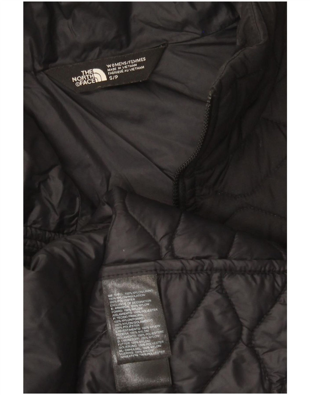 The North Face Womens Quilted Jacket UK 10 Small Black Nylon