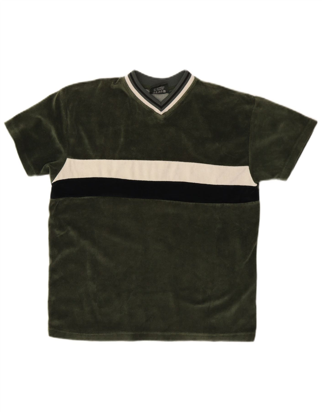 VINTAGE Boys T-Shirt Top 12-13 Years Medium Green Colourblock Cotton