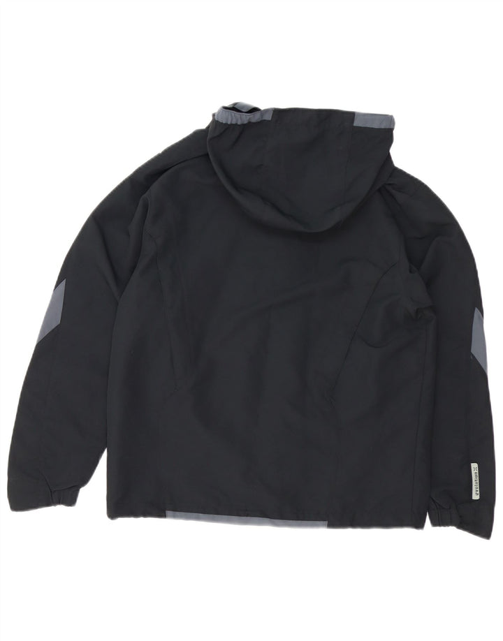 UMBRO Womens Hooded Rain Jacket UK 14 Medium Black Colourblock Polyester