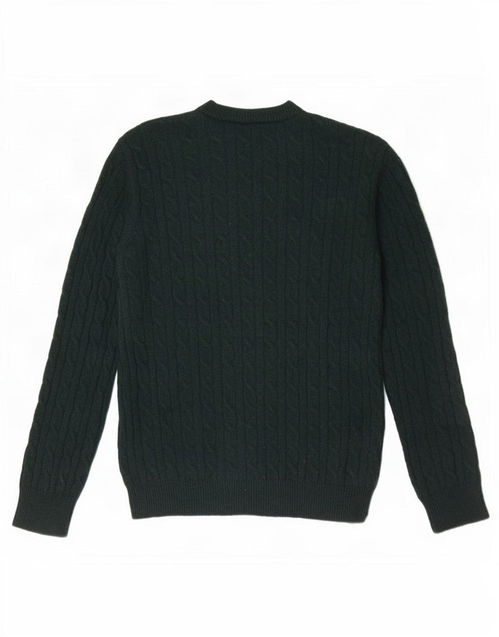 Jack Wills Mens Crew Neck Jumper Sweater Medium Green Merino Wool