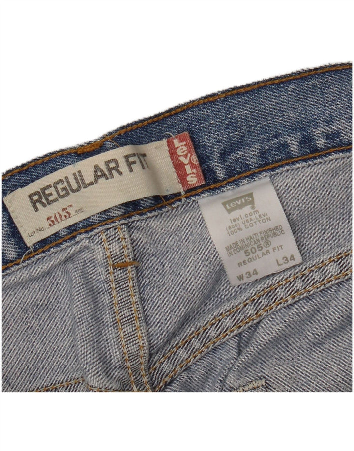 LEVI'S Mens 505 Regular Fit Straight Jeans W34 L34 Blue