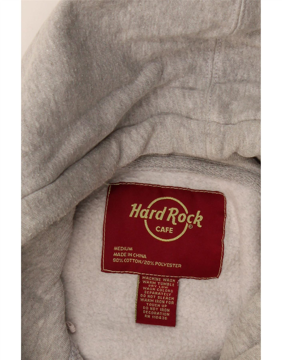 HARD ROCK CAFE Womens Hollywood Hoodie Jumper UK 14 Medium Grey Flecked