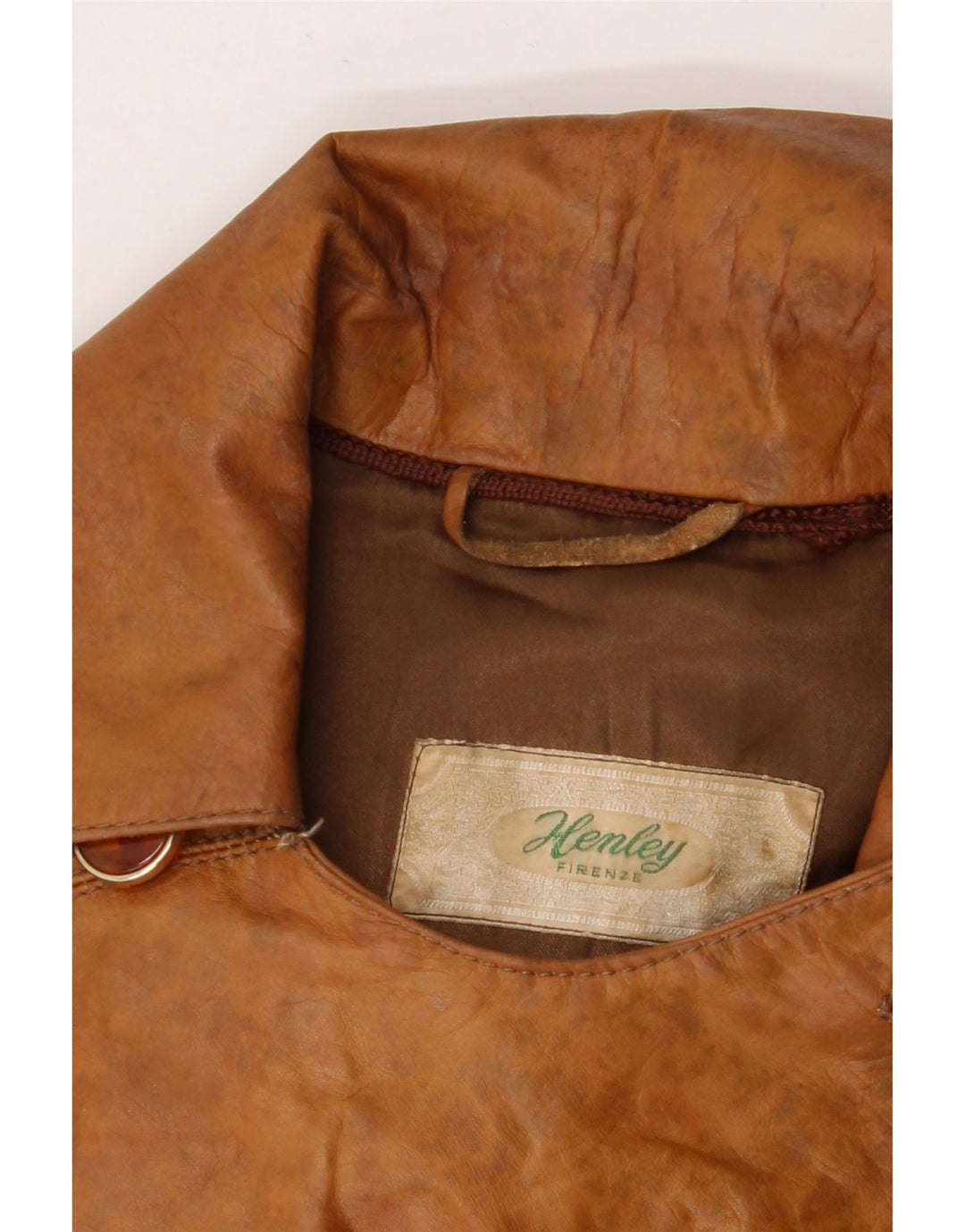 Vintage Womens Leather Coat UK 10 Small Brown