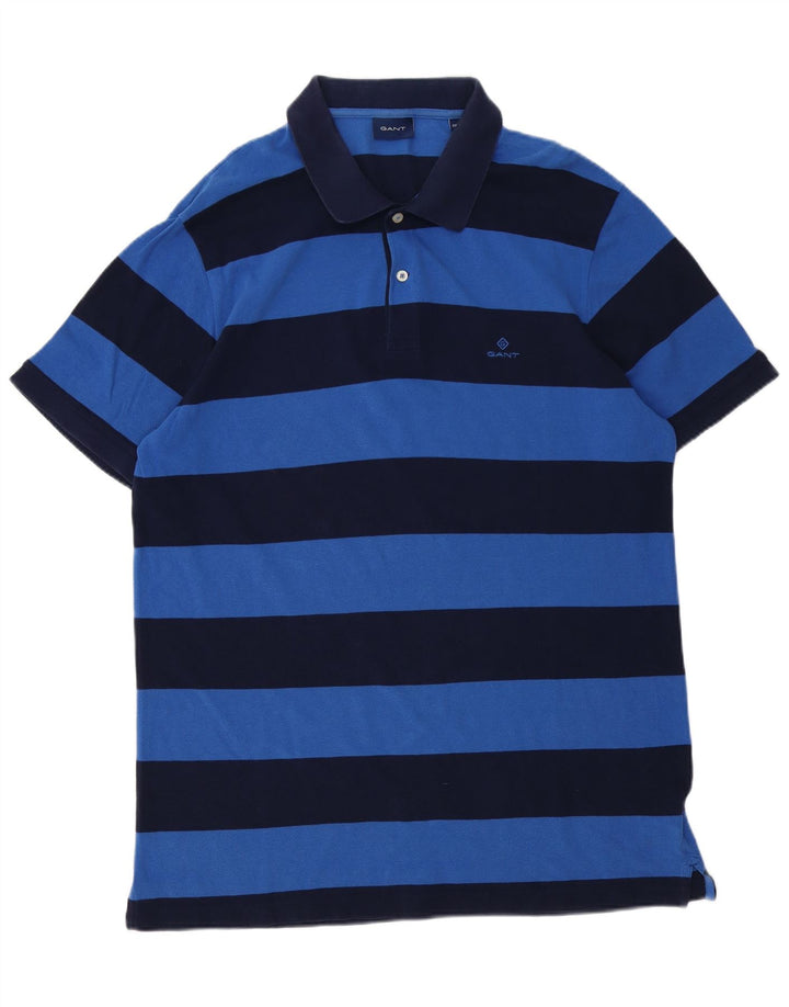Gant Mens Polo Shirt 2XL Blue Striped Cotton