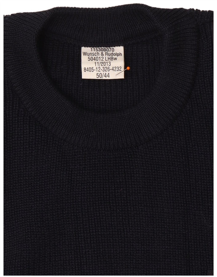 VINTAGE Mens Military Crew Neck Jumper Sweater IT 50 Medium Navy Blue