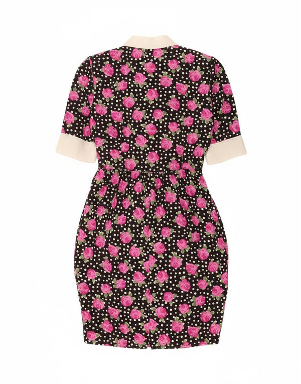 Vintage Womens Bodycon Dress IT 46 Large Black Floral Polyester