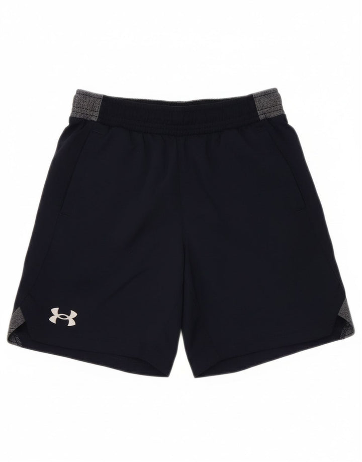 Under Armour Boys Sport Shorts 7-8 Years Small Navy Blue Colourblock