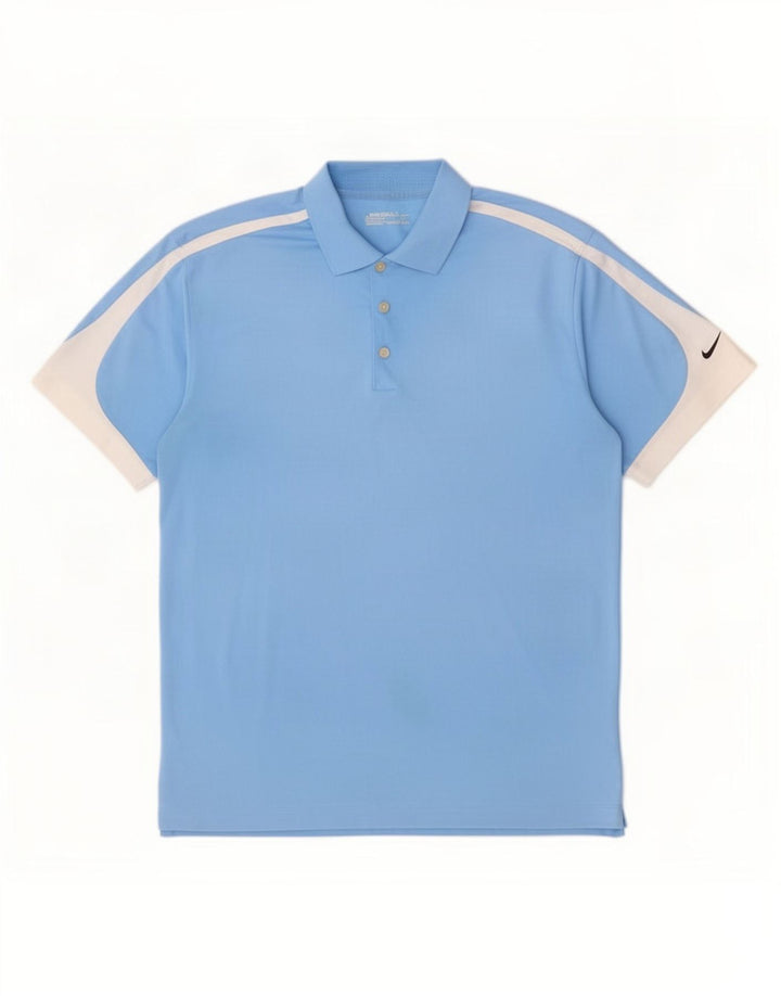 Nike Mens Polo Shirt Large Blue Colourblock Polyester