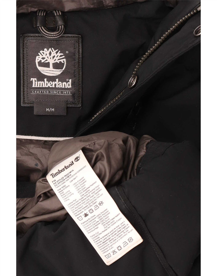 Timberland Mens Hooded Padded Jacket UK 38 Medium Black Polyester