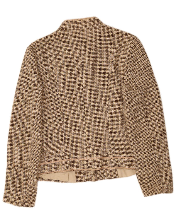 Zara Womens Blazer Jacket EU 42 Large Beige Check Acrylic