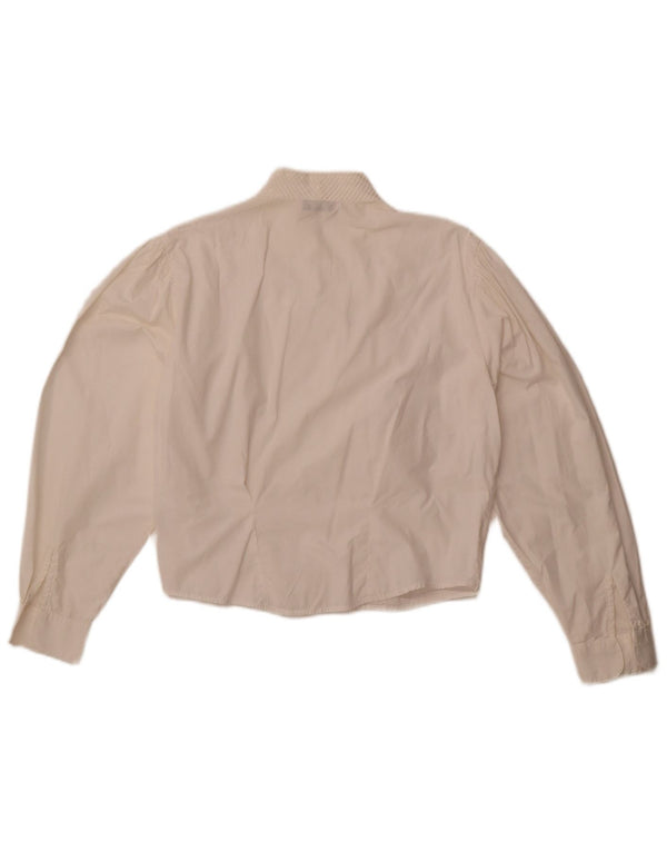 Enara Camice Womens Crop Shirt Blouse UK 14 Medium White Cotton