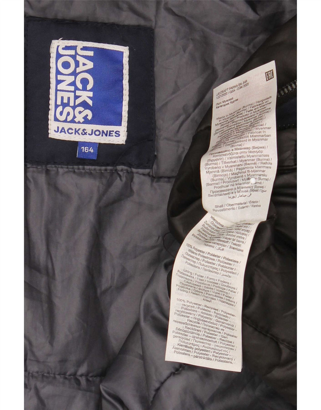 Jack & Jones Boys Hooded Padded Coat 13-14 Years Navy Blue Polyester