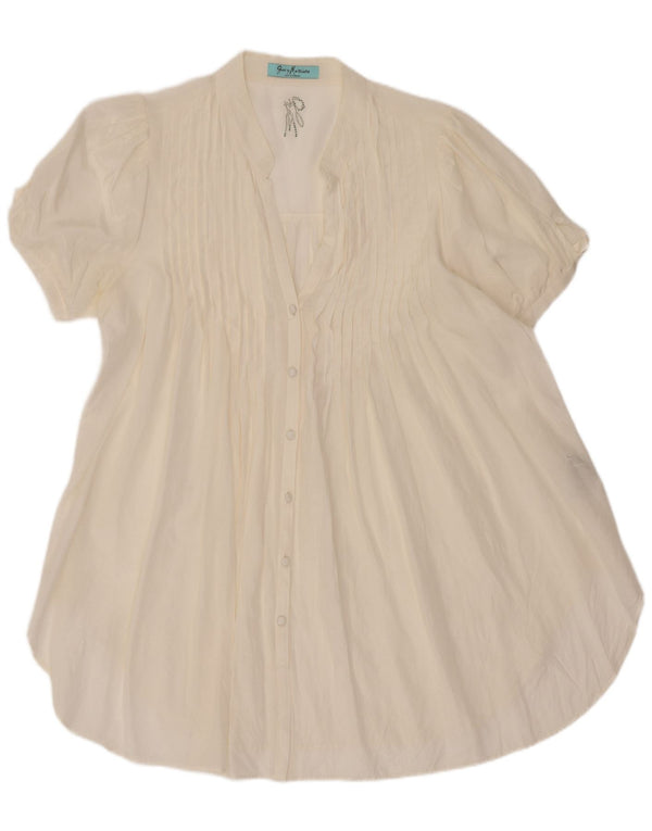 Guess By Marciano Womens Short Sleeve Shirt Blouse IT 44 Medium Off White