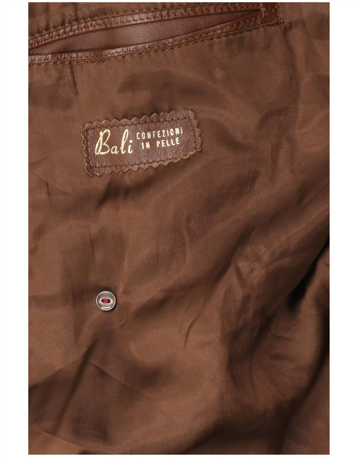 VINTAGE Mens Leather Coat UK 38 Medium Brown Leather