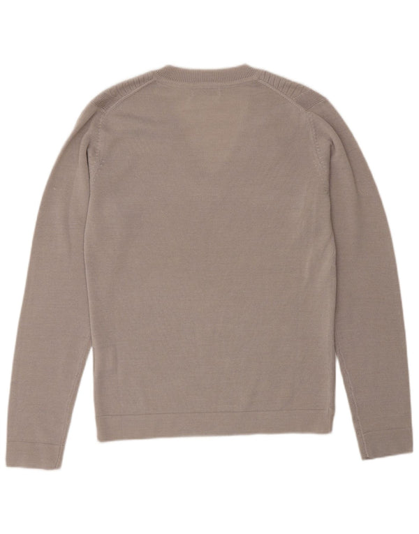 CALVIN KLEIN Womens Golf V-Neck Jumper Sweater UK 10 Small Beige Wool