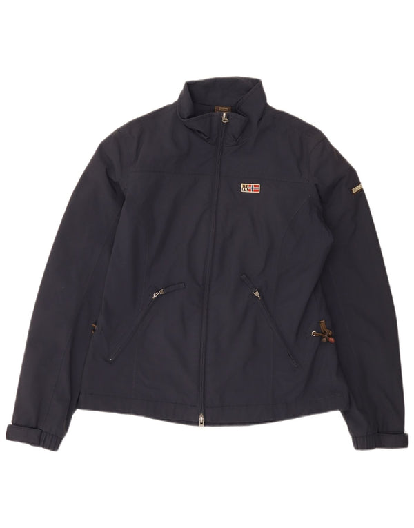 Napapijri Womens Rain Jacket UK 12 Medium Navy Blue Polyamide