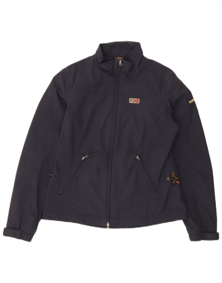 Napapijri Womens Rain Jacket UK 12 Medium Navy Blue Polyamide