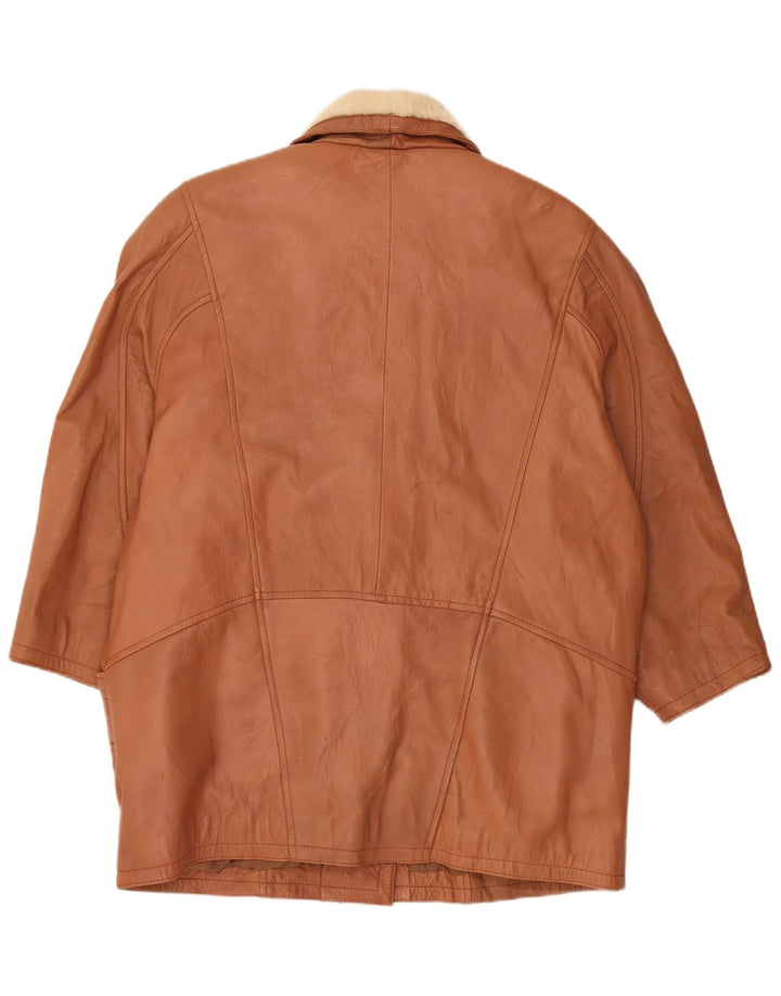 Vintage Womens Oversized Shearling Jacket UK 16 Large Brown