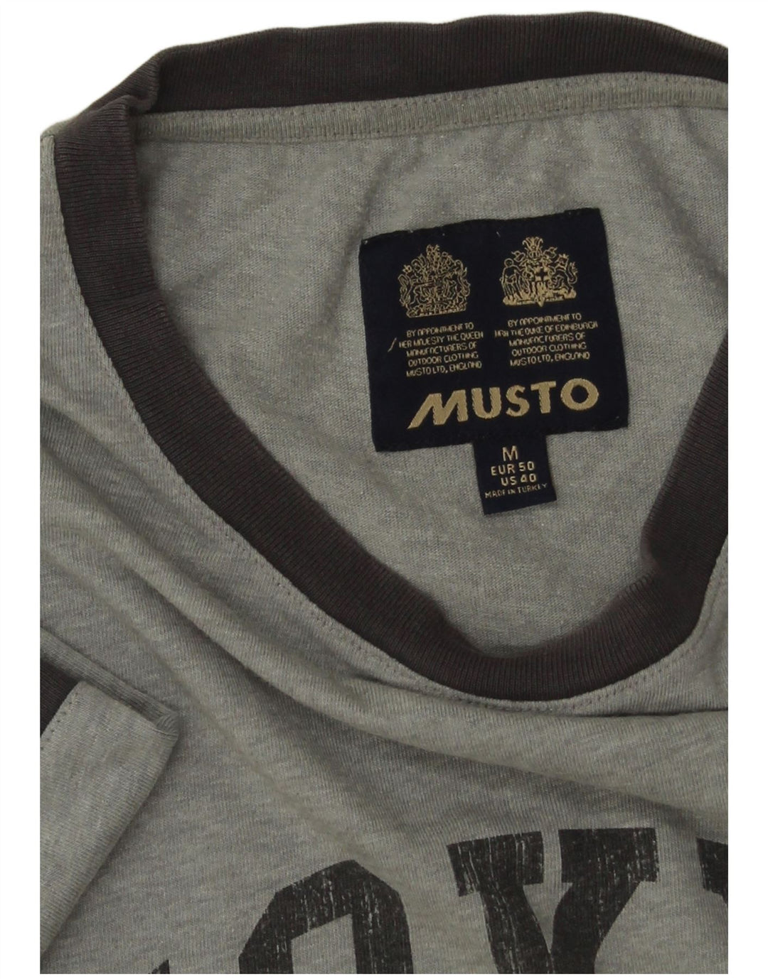 MUSTO Mens Graphic T-Shirt Top Medium Grey Flecked