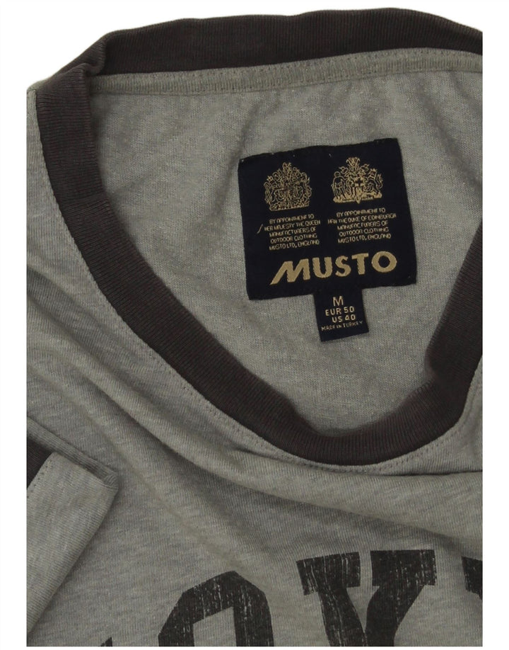 MUSTO Mens Graphic T-Shirt Top Medium Grey Flecked