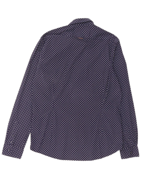 Scotch & Soda Mens Shirt XL Navy Blue Spotted Cotton