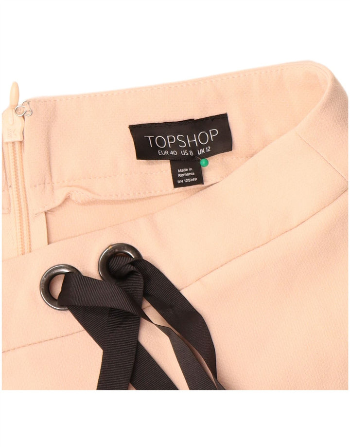 Topshop Womens Mini Skirt UK 12 Medium W30  Beige Polyester