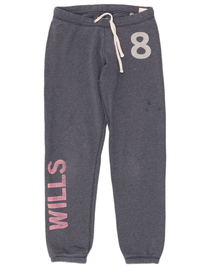 JACK WILLS Womens Graphic Tracksuit Trousers Joggers UK 8 Small  Navy Blue