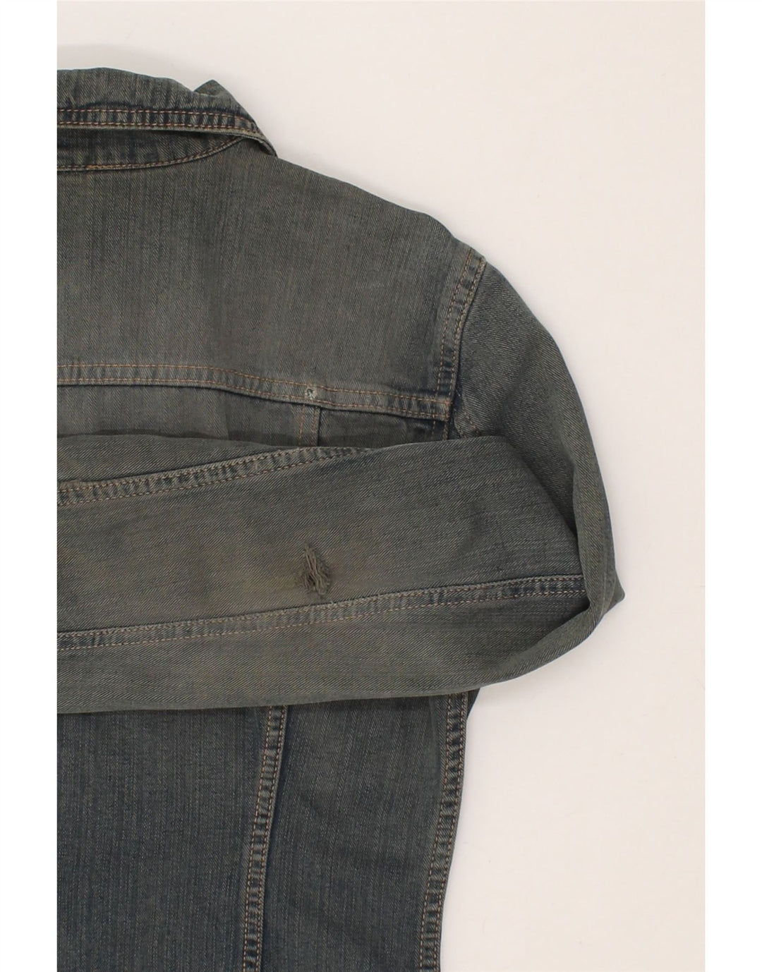 BENETTON Womens Crop Denim Jacket UK 8 Small Blue Cotton Vintage Benetton and Second-Hand Benetton from Messina Hembry 