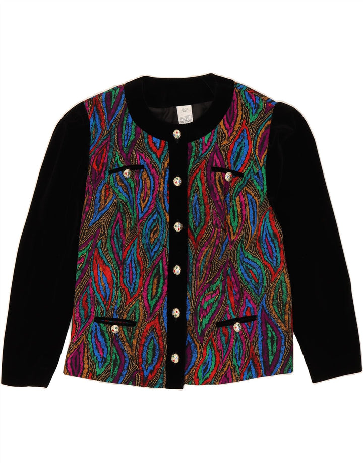 VINTAGE Womens 6 Button Blazer Jacket IT 44 Medium Black Paisley Vintage Vintage and Second-Hand Vintage from Messina Hembry 