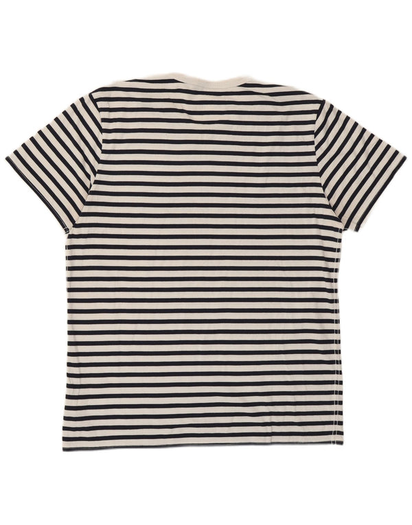 Joules Mens T-Shirt Top Large Navy Blue Striped Cotton