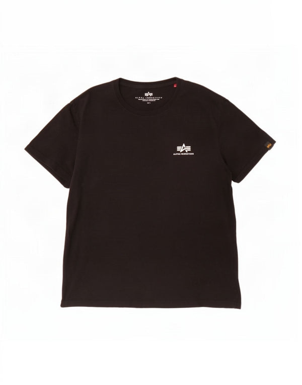 Alpha Industries Mens T-Shirt Top Large Black Cotton