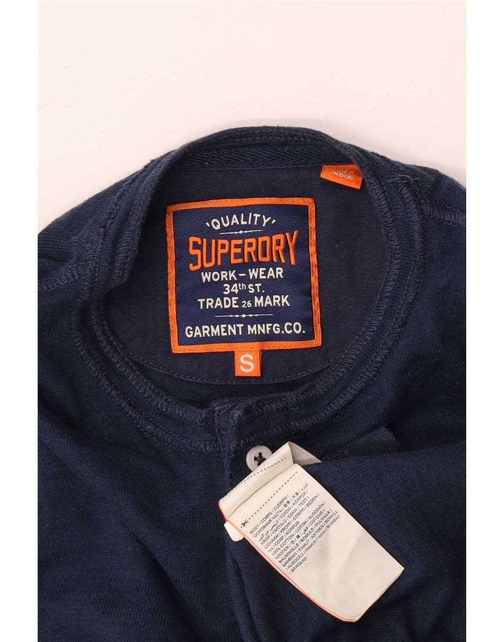 Superdry Mens Top Long Sleeve Small Navy Blue Cotton