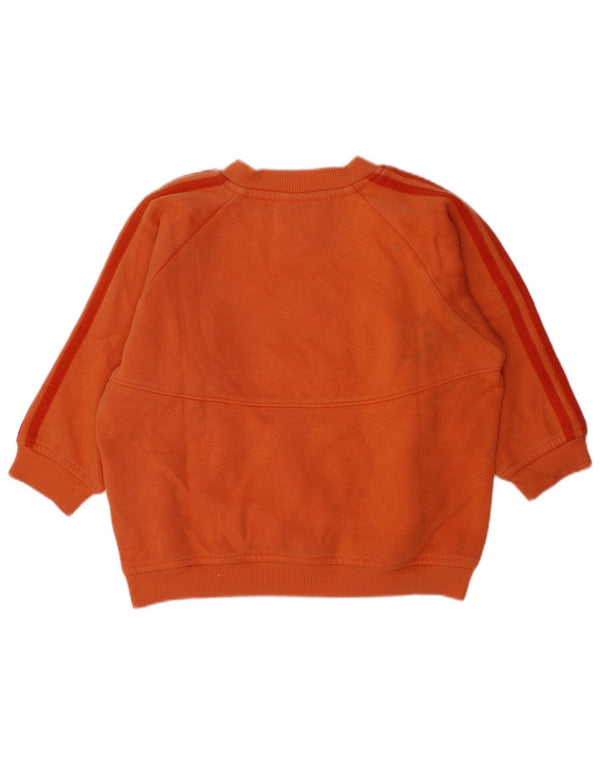 ADIDAS Baby Girls Sweatshirt Jumper 12-18 Months Orange Colourblock Cotton