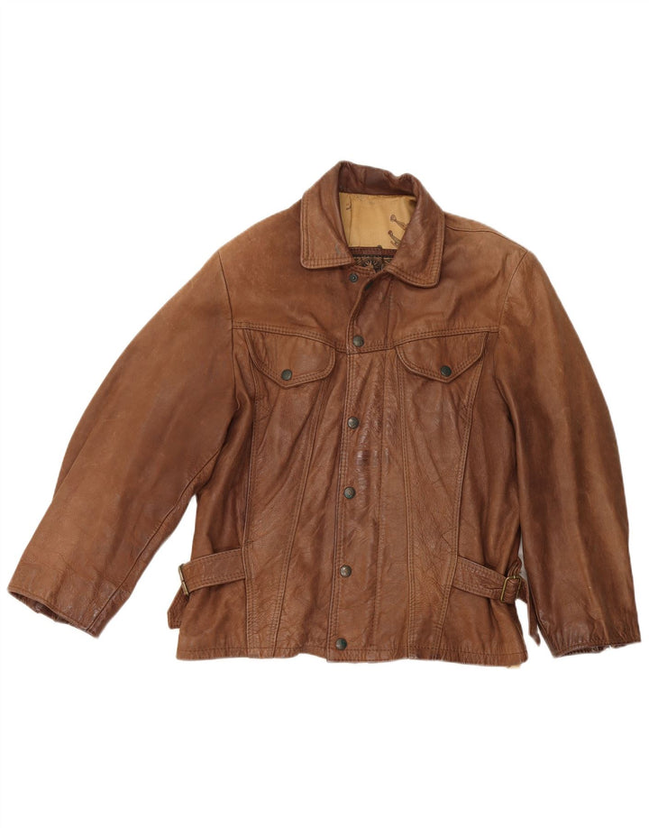 Vintage Mens Leather Jacket UK 38 Medium Brown