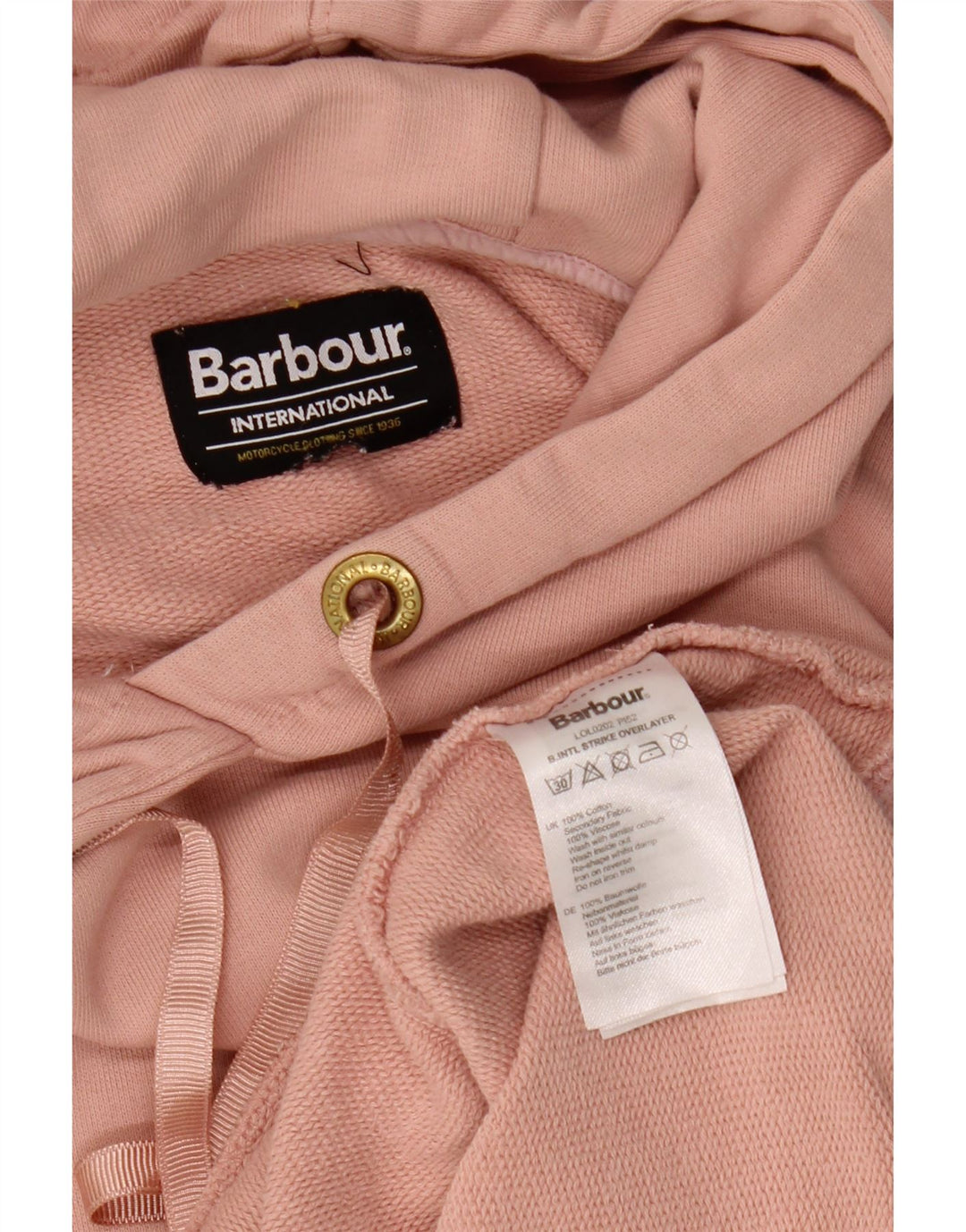 BARBOUR Womens Hoodie Jumper UK 12 Medium Pink Cotton