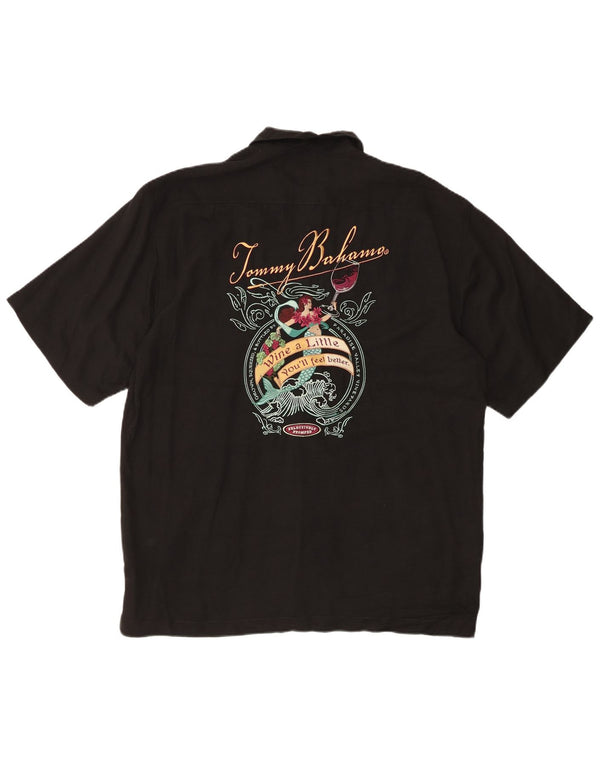 Tommy Bahama Mens Graphic Short Sleeve Shirt Medium Black Silk
