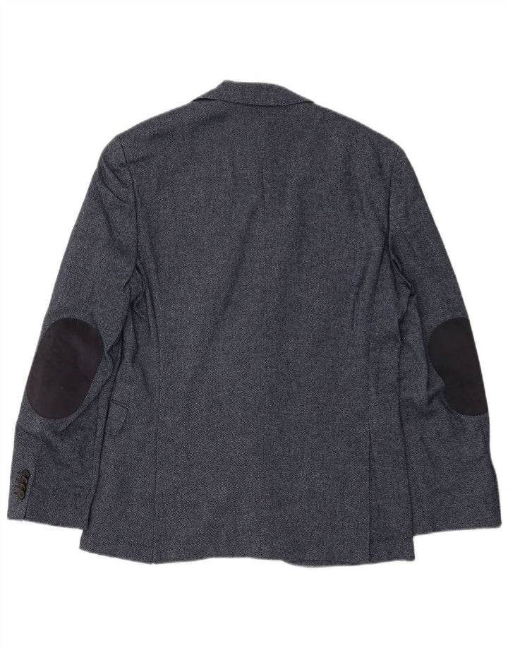 HUGO BOSS Mens 2 Button Blazer Jacket EU 46 Small Navy Blue Wool