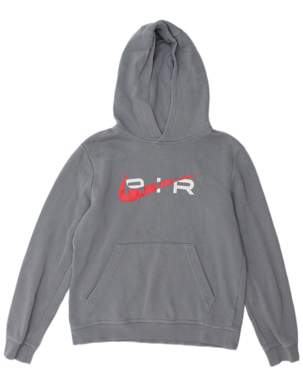 Nike Boys Graphic Hoodie Jumper 12-13 Years Large Grey Cotton