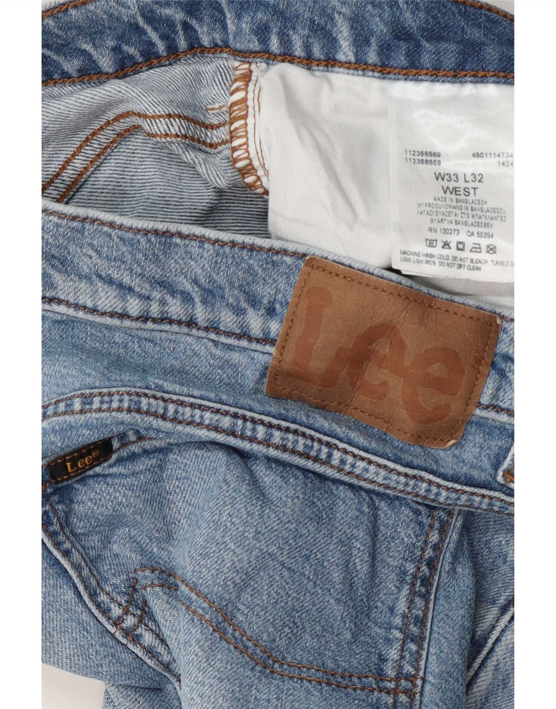 Lee Mens West Straight Jeans W33 L32 Blue Cotton