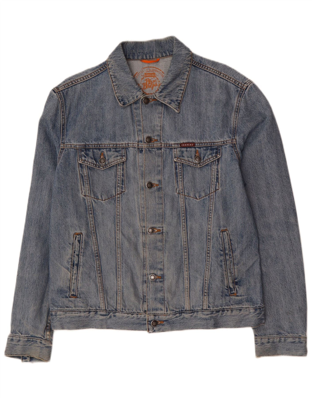 CARRERA Mens Denim Jacket UK 40 Large Blue Cotton