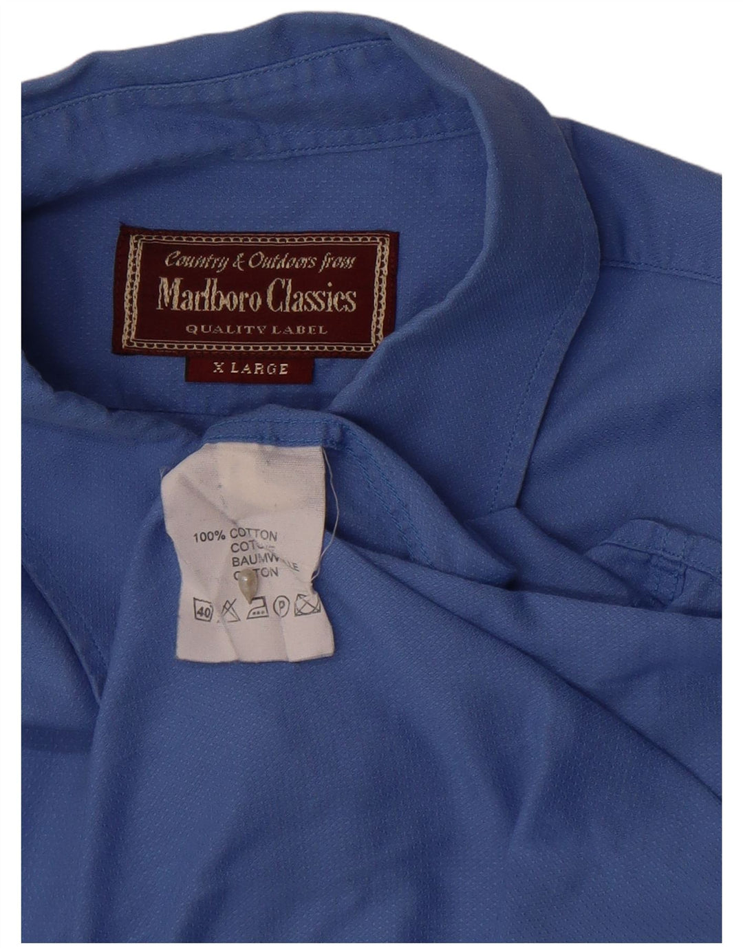 Marlboro Classics Mens Shirt XL Blue Cotton