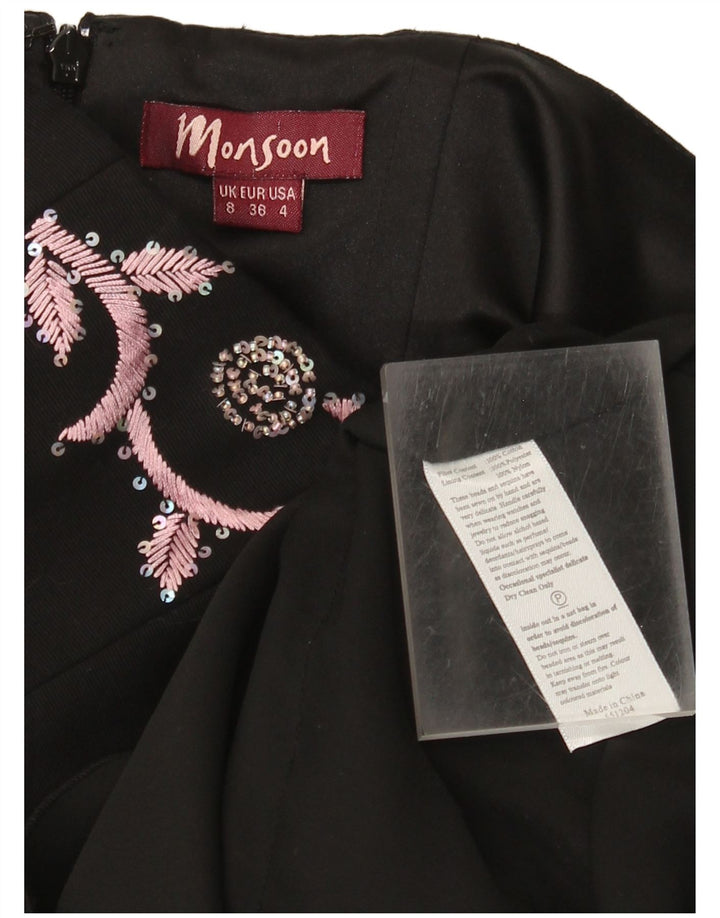 Monsoon Womens Strapless Dress UK 8 Small Black Cotton