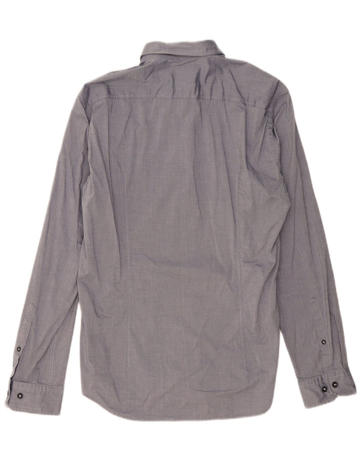 HUGO BOSS Mens Regular Fit Shirt Medium Navy Blue Cotton