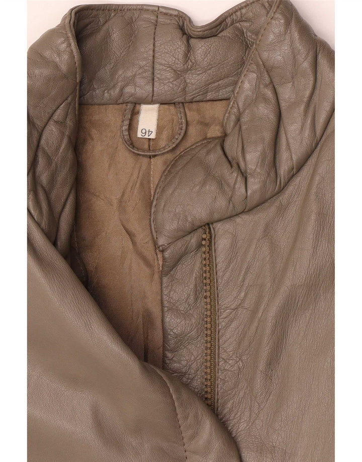 Vintage Womens Regular Fit Jacket IT 46 Large Grey Leather Classic