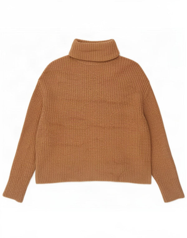 Zara Womens Oversized Roll Neck Jumper Sweater UK 10 Small Beige Acrylic