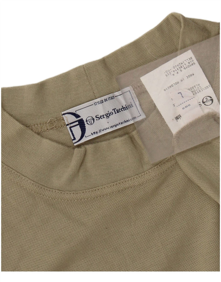SERGIO TACCHINI Mens Top Long Sleeve Large Khaki Cotton